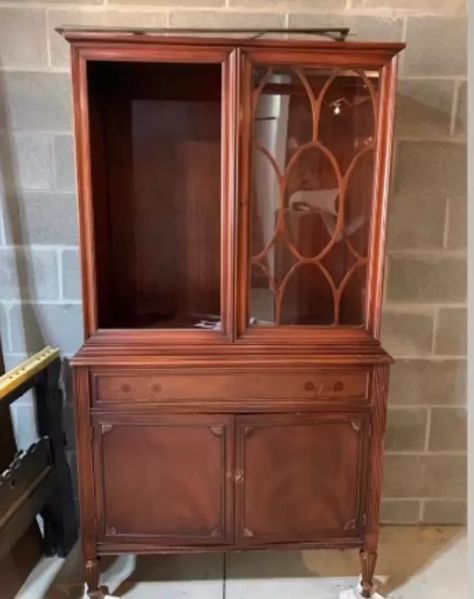 Painted China Cabinet Ideas, Refinished China Cabinet, China Cabinet Makeovers, Small China Cabinet, Cherry China Cabinet, Repurposed China Cabinet, Cabinet Upcycle, China Hutch Makeover, Glass China Cabinet