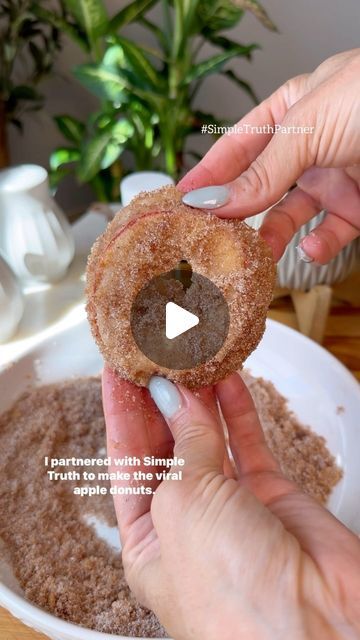 Bailey Rhatigan on Instagram: "#ad #SimpleTruthPartner Apple Ring Donuts are a must-try for a fall sweet treat. Made with better for you ingredients from Simple Truth® that are affordable and free from unwanted ingredients! Click the link in my bio for the full recipe.

@krogerco #Kroger, #KrogerBrand, #SimpleTruth #food #foodie #sweettooth #yummy #goodfood" Donut Tray, Old Fashioned Donut, Donut Batter, Apple Rings, Cinnamon Sugar Donuts, Sugar Donut, Plant Based Cookbook, Apple Cider Donuts, Homemade Donuts