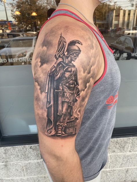 Saint Florian Tattoo, St Florian Tattoo, Saint Florian, Fire Fighter Tattoos, St Florian, Dog Tattoos, Firefighter, Tattoos For Guys, Tatting