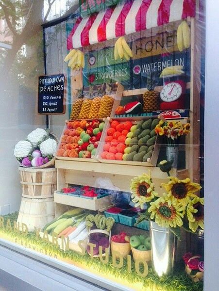 Lion Brand yarn studio window display Yarn Display, Sign Flowers, Crochet Store, Store Window Display, Store Window Displays, Fruit Shop, New Fruit, Store Windows, Store Window