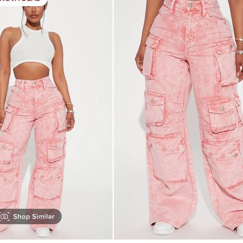 Large , Size 11 Cargo Cheap Full Length Pink Cargo Pants, Pink Cargo Pants Outfits, Cargo Pants Pink, Pink Mid-rise Pants With Cargo Pockets, Mid-rise Pink Cargo Pants With Pockets, Pink Wide-leg Cargo Pants With Pockets, Pink Full-length Cargo Pants, Peach Fashion, Light Wash Ripped Jeans