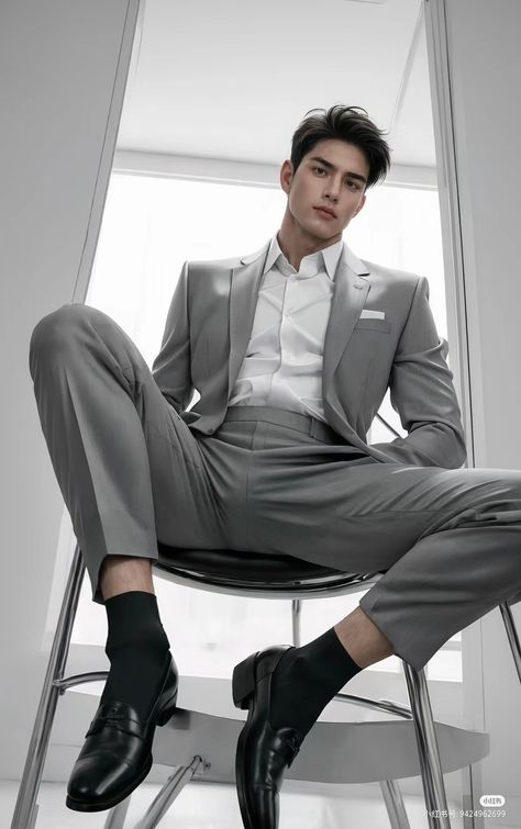 Sitting Pose Reference, Classy Suits, Handsome Asian Men, Hot Asian Men, Sitting Poses, Cute Asian Guys, Poses References, Human Poses, Cool Outfits For Men