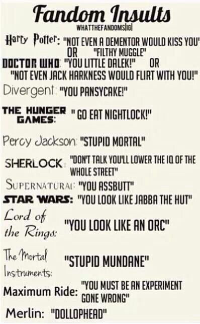 Fandom insults. The Loki Fandom would probably be: "You mewling quim" Fandom Wallpaper, Book Fandoms Unite, Citate Harry Potter, Cabbage Head, Maximum Ride, Buku Harry Potter, Fandoms Unite, Fandom Crossover, Book Memes