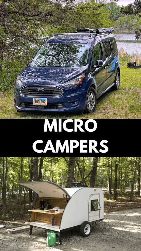 Forget bulky behemoths! Micro campers are the nimble trailblazers of the RV world. These pocket-sized explorers squeeze everything you need - bed, food, freedom - into a fuel-sipping, planet-friendly package. Ditch the gas-guzzling giants and navigate hidden wilderness paths, park snugly in city centers, and leave a lighter footprint wherever you roam. Adventure awaits, miniaturized. Micro Campers, Small Camper Trailers, Luxury Campers, Campervan Ideas, Small Camper, Basic Cooking, Micro Camper, Toffee Cookies, Food Freedom