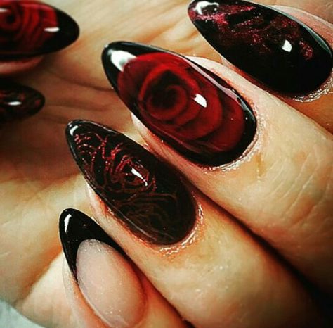 Black Wedding Nails, Rose Nail Design, Hoco Nails, Star Nail Art, Sky Nails, Fingernail Designs, Rose Nail Art, Pretty Nail Art Designs, Rose Nails