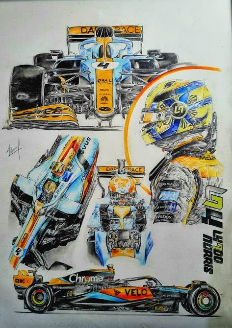 Lando Norris Drawing Poster -  #Drawing #Lando #Norris #Poster Lando Norris Cartoon, Lando Norris Drawing, A3 Size Painting, Formula 1 Drawing, Car Drawing Ideas, Race Car Drawing, Lando Norris Poster, F1 Drawing, A3 Size Paper