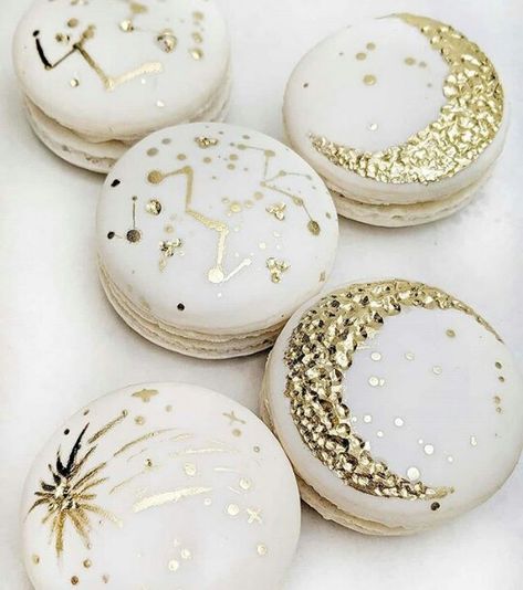 Cocktail Engagement Party, Celestial Wedding Theme, Goddess Provisions, Decorating Cookies, Baby Shower Desserts, Celestial Wedding, Star Cookies, Macaron Recipe, Moon Lovers