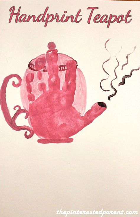 Handprint Teapot - Kid's Crafts. This would be a cute idea for Mother's Day Mother Goose Crafts For Toddlers, Infants Crafts, Nursery Rhymes Preschool Crafts, Ladybug Room, Nursery Rhyme Art, Nursery Rhyme Crafts, Goose Art, Talking Too Much, Teapot Crafts