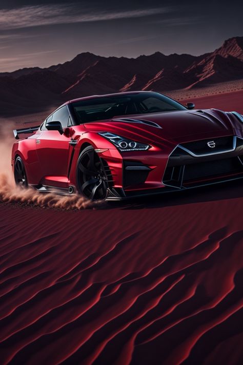 Witness the breathtaking power of the Nissan GTR R35 as it blazes a trail through the vast desert landscape. The vibrant red glossy color highlights its sleekness, while the photorealistic rendering captures every high detail. Buckle up and experience the adrenaline rush in stunning 4K resolution. #nissangtr #midjourney #midjourneyai #aiart #aiartwork Red Gtr R35, Red Nissan Gtr, Nissan Gtr 35, Gtr 35, Photorealistic Rendering, Nissan Gtr R35, Gtr R35, Color Highlights, Shri Ram Photo