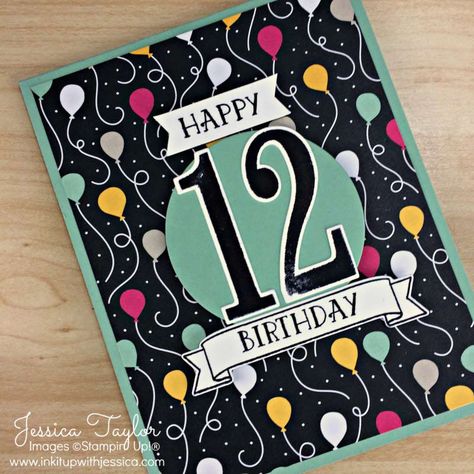 Kids Stamps, Stampin Up Birthday Cards, Cool Birthday Cards, Girl Birthday Cards, Birthday Cards For Boys, Bday Cards, Boy Cards, Birthday Card Template, 12th Birthday