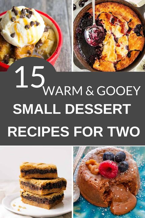 These small batch desserts for two are perfect for times you crave something sweet but don't need a big dessert. Everything from cookies, cakes and more. Small Batch Desserts, Desserts For Two, Batch Baking, Small Batch Cookies, Hot Desserts, Batch Recipes, Small Batch Baking, Warm Desserts, Single Serve Desserts