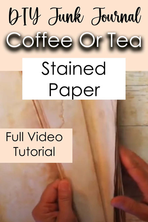 Full video tutorial for how to make your own DIY coffee or tea stained paper to put as pages in your junk journal. Tea Stained Paper Diy, Teabag Painting, Coffee Stained Paper, Diy Junk Journal, Stain Removal Guide, Stained Paper, Tea Stained Paper, Used Tea Bags, Coffee Smell