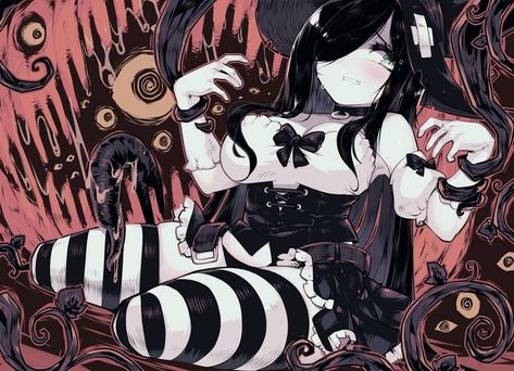 The Crawling City, Crawling City, Manga Pictures, Anime Character Design, Aesthetic Anime, Art Girl, Anime Drawings, Happy Halloween, Cute Drawings