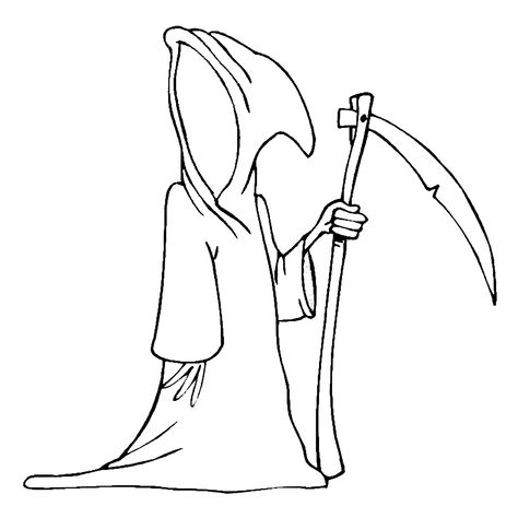 Grim Reaper Coloring Pages - Best Coloring Pages For Kids Grim Reaper Drawing, Ghost Coloring, Halloween Coloring Pictures, Reaper Drawing, Bat Coloring Pages, Stitch Coloring Pages, Witch Coloring Pages, Reaper Tattoo, Disney Princess Coloring Pages