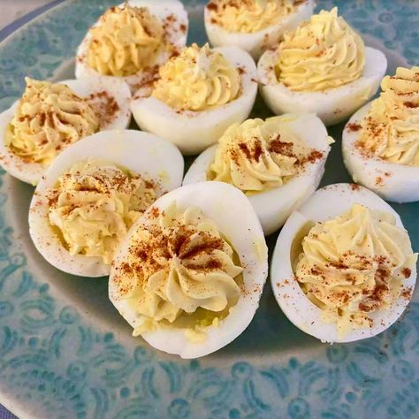 Creamy Deviled Eggs With Cream Cheese Recipe Cream Cheese Deviled Eggs Recipes, Creamy Deviled Eggs Recipe, Deviled Eggs Cream Cheese, American Party Food, Deviled Eggs With Cream Cheese Recipe, Deviled Eggs With Cream Cheese, Deviled Eggs Recipe Best Easy, Cream Cheese Deviled Eggs, Eggs With Cream Cheese