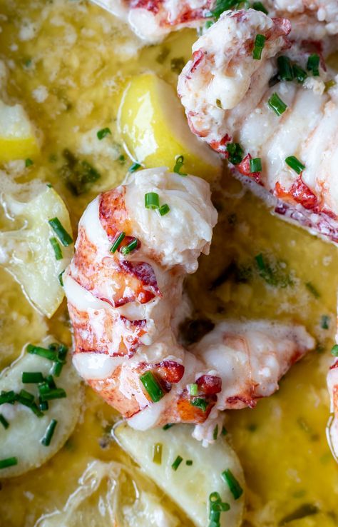 How To Cook Lobster Tails Without Shell, Lobster Poached In Butter, Butter Pouch Lobster, Sauteed Lobster Meat, How To Clean Lobster Tail, Large Lobster Tail Recipe, Butter Poached Lobster Tails, Lobster For Breakfast, Lobster Starter Recipes