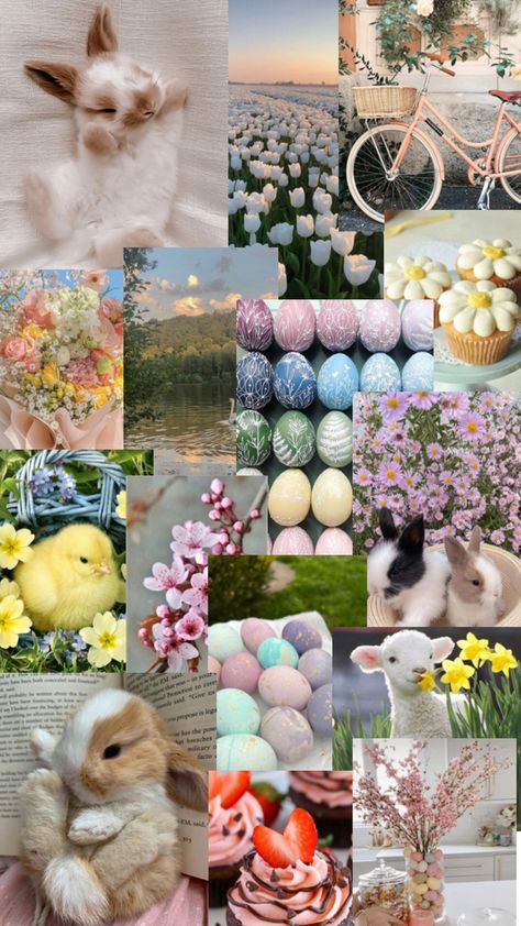 Wallpaper For Iphone Aesthetic, Easter Aesthetic Wallpaper, Wallpaper Iphone Spring, Easter Phone Wallpaper, Easter Wallpaper Iphone, Iphone Spring Wallpaper, Wallpaper Easter, Easter Collage, Easter Aesthetic