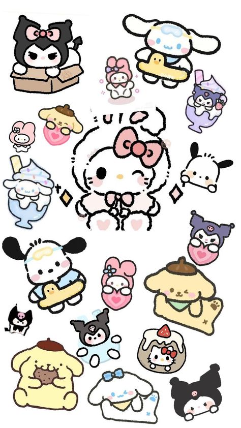 collage de sanrio Stiker Sanrio, Sanrio Collage, Sanrio Wallpapers, Hello Kitt, Hello Kitty Merchandise, Sanrio Wallpaper, Diy Stuff, Cute Wallpaper Backgrounds, Sanrio Characters