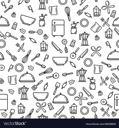 Kitchen Elements, Tools Kitchen, Pattern Vector, Kitchen Stuff, Kitchen Tools, Png Images, Adobe Illustrator, Vector Free, Vector Images