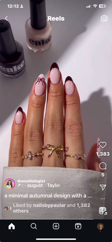 Red Nails W Design, Cherry Mocha Nails Design, Mocha Nails Design, Red Nails Fall, Cherry Mocha Nails, Mocha Nails, Cherry Red Nails, Cherry Mocha, W Design