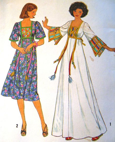 Gorgeous Boho Hippie Dress Pattern Simplicity 7975 Size 16. $12.00, via Etsy. Hippie Dress Pattern, Boho Dress Pattern, 70s Patterns, 70s Mode, 70s Sewing Patterns, Ribbon Tassel, Ladies Caftan, 1970s Sewing Patterns, Simplicity Dress