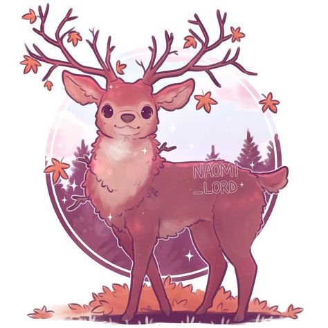 Instagram'da Naomi Lord: “✨🍂 Starting a Seasonal Deer series 🦌 beginning with Autumn!! 🍂✨ What season should I draw next and any requests for what I should draw for…” Naomi Lord Art, Naomi Lord, Deer Drawing, Stag Deer, Creatures Art, Cute Kawaii Animals, Mythical Animal, Cute Fantasy Creatures, Deer Art