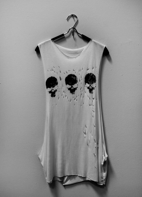 skull tee grunge muscle tee! black and white punk tee ripped tank White Muscle Tee, White Punk, Punk Tee, Skull Tee, Muscle Tee, Muscle Tees, Style Ideas, Love This, Tank Tops