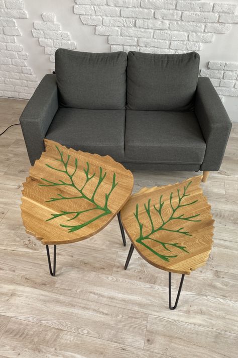 Leaf Tables, Wooden Leaf, Resin Decor, House Guests, Nesting Table, Epoxy Resin Table, Live Edge Table, The Leaf, Crafts Beautiful