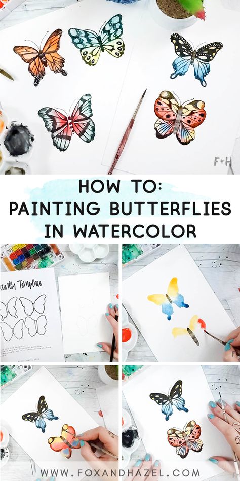 Painting Butterflies, How To Start Painting, Tutorial Painting, Butterfly Tutorial, Watercolor Supplies, Watercolor Butterfly, Watercolor Beginner, Start Painting, Watercolor Tutorial