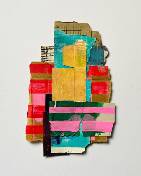 Striped Collage, Cardboard Collage, Patchwork Collage, Art On Cardboard, City Scape, Mixed Media Photography, Horizontal Stripes, Japanese Prints, Abstract Expressionist