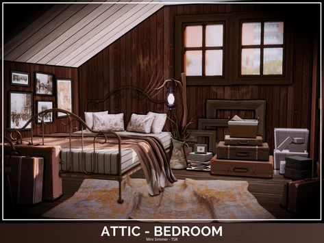 Sims 4 Slanted Ceiling, Sims 4 Bedrooms, Sims 4 Bedroom, Attic Bedroom, Sims Community, Outdoor Retreat, Custom Content, The Sims Resource, Sims Resource