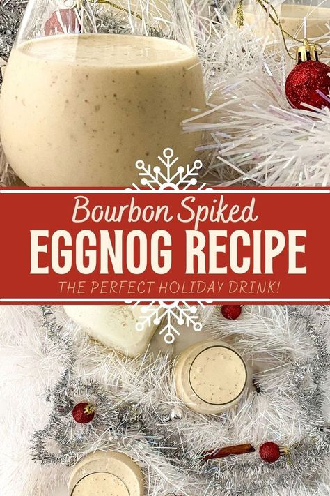 Bourbon eggnog recipe Spiked Eggnog Recipe Easy, Eggnog Alcoholic Drinks, Eggnog Spiked, Cooked Egg Nog, Eggnog Recipe Spiked, Eggnog Cocktail Recipe, Bourbon Eggnog, Alcoholic Eggnog, Eggnog Drinks