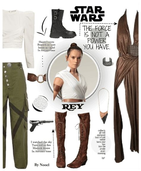 Star Wars Rey Outfit, Star Wars Themed Outfits Women, Star Wars Outfits Women Casual, Star Wars Costumes For Women, Star Wars Fashion Inspired Outfits, Star Wars Inspired Outfit, Star Wars Outfits Inspiration, Star Wars Outfits Women, Teenagers Outfit