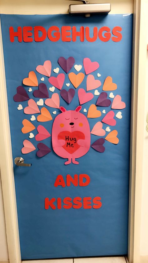 Valentines classroom door hedgehugs hedgehog Hedgehog Bulletin Board Ideas, February Door Decorations Classroom, February Classroom Door Ideas, Hedgehog Classroom Decor, Valentine’s Day Classroom Door, Valentines Day Door Classroom, February Classroom Door, Hedgehog Classroom Theme, Valentines Classroom Decorations