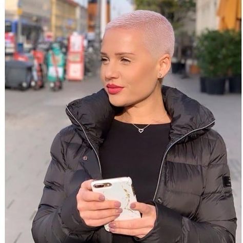 Women’s Short Shaved Haircuts, Woman Shaved Head Hairstyles, Womans Shaved Hairstyles Short, Ladies Shaved Hairstyles, Feminine Shaved Hairstyles, Shaved Platinum Blonde Hair, Shaved Womens Hairstyles, Woman Shaved Hairstyles, Shaved Head With Bangs