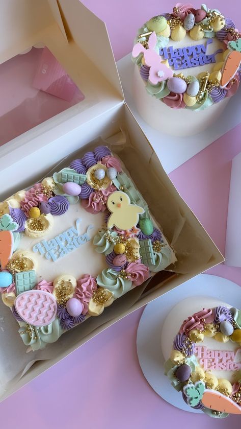 Sweetzee Creations | Happy Easter 🐣🐰 Hope the bunny was good to you all ☺️ Also I’m very glad Easter baking is done because I can’t tell you how many of these m… | Instagram Easter Bento Cake, Easter Sweets Ideas, Easter Bento, Easter Sweets, Easter Baking, Bento Cake, Mini Eggs, Because I Can, Easter Cakes