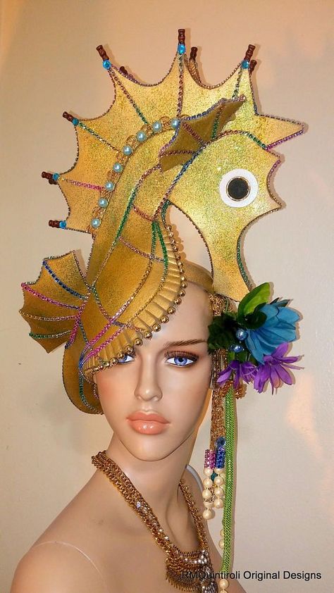 Seahorse Headpiece, Sea Horse Costume, Under The Sea Costume, Seahorse Costume, Mermaid Headdress, Under The Sea Costumes, Sea Creature Costume, Mermaid Headpiece, Sea Costume