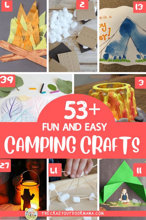 51+ Fun and Easy Camping Crafts Campfire School Theme, Great Outdoors Theme Preschool, Kids Camping Crafts Ideas, Crafts About Camping, Camping Theme Class Party, Daycare Camping Theme Activities, Camp Out Day At School, Camp Theme Crafts For Kids, Easy Camping Crafts For Kids