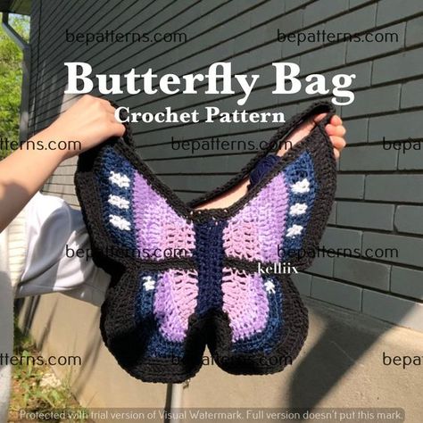 Crochet Magic: Cute Butterfly Pattern Crochet Butterfly Bag, 40s Mode, 2024 Crochet, Pattern Board, Butterfly Bag, Crochet Butterfly Pattern, Crocheting Projects, Ren Fair, Butterfly Bags