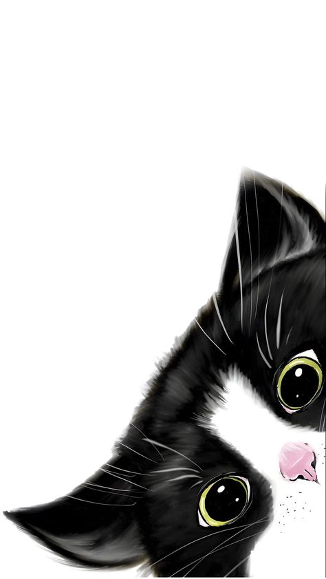 Cat Digital Art Illustrations, Cat Art Digital, Tuxedo Cat Illustration, Cat Profile Drawing, Tuxedo Cat Wallpaper, Cat Drawing Digital, Tuxedo Cat Drawing, Cat Digital Drawing, Black And White Cat Art