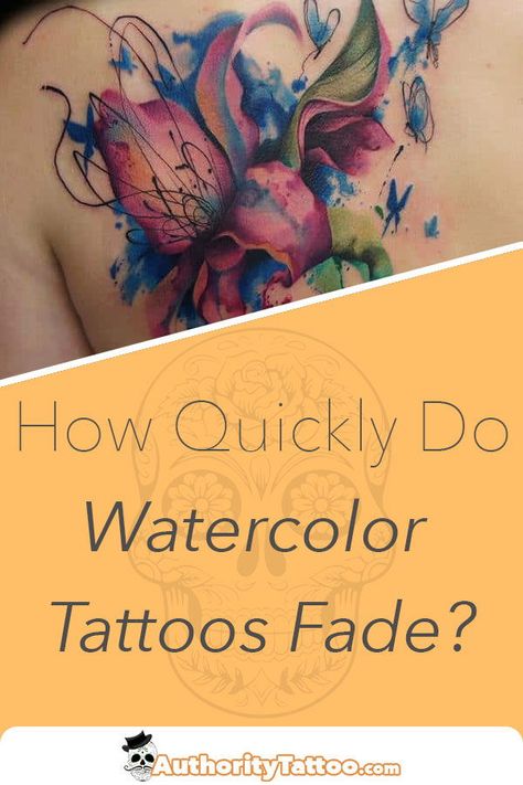 Watercolor tattoos can look amazingly beautiful, but a poor artist can easily mess them up. We'll show you everything you need to know about them here, including how quickly they're likely to fade with age. Healed Watercolor Tattoo, Faded Watercolor Tattoo, Aged Watercolor Tattoo, Watercolor Tattoo Techniques, Tattooing Techniques, Tattoo Fading, Faded Color Tattoo, Struggle Tattoo, Watercolor Tattoo Artists