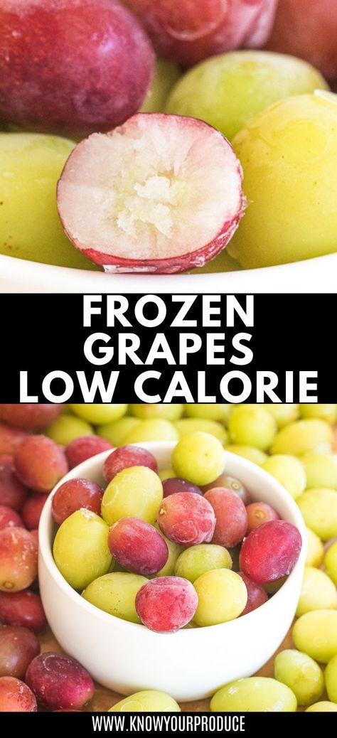 Frozen Grapes make for the perfect frozen treat! Freezing grapes is easy and you'll love this healthy fruit snack! Healthy Frozen Grapes, How To Freeze Fruit, Frozen Grapes Recipe, Healthy Fruit Snacks, Frozen Fruit Recipes, Freezing Fruit, Frozen Grapes, Frozen Fruits, Grape Recipes