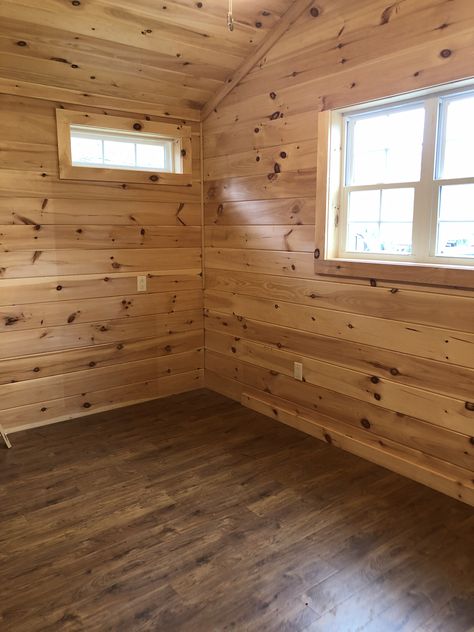 Cabin Walls Interior, Recessed Bookshelves, Pine Accent Wall, Cedar Accent Wall, Farmhouse Airbnb, Cabin Floors, Log Home Bathrooms, Shiplap Room, Cabin Walls