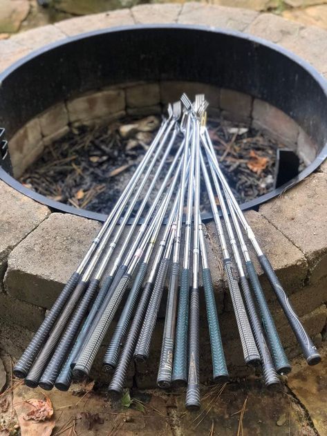 PRICES MAY VARY. Price is for one (1) smores stick. You can buy more according to your requirements. This Repurposed Golf Club Smores Stick is 33 to 36 Inch Long. Allow you to cook over a fire, keep you and kids at a safer distance away from any campfire, patio fire pit, backyard firepit, barbecue grill, bonfire POWERFUL LOADING AND BUILT TO LAST -- This is a heavy duty BBQ fire stick that can be used to skewer up the large quantity of meat without any warping, buckling, falling off and breaking Upcycled Fire Pit, Golf Club Crafts, Campfire Accessories, Smores Sticks, Outdoor Hosting, Tire Seats, Golf Crafts, Vintage Golf Clubs, Marshmallow Roasting Sticks