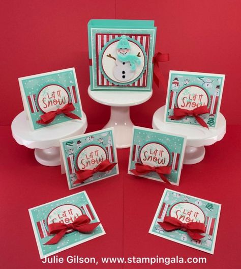 Stampin Gala, 3x3 Cards, Snowman Cards, Christmas Catalogs, Stampin Up Christmas, Summer Birthday, Cards Christmas, Fun Fold Cards, Holiday Catalog