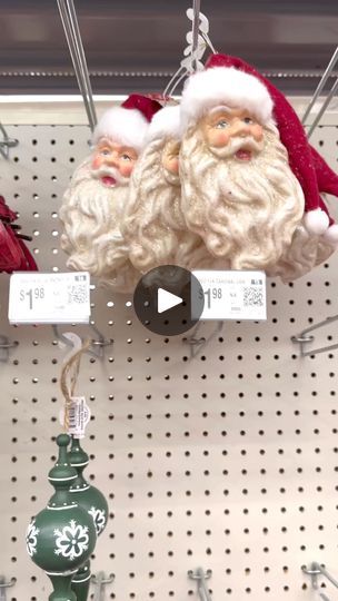 Santa head ornaments at Walmart | Walmart has these Santa head ornaments again this year.  I have used them to make pretty decorative signs the last few years with dollar tree trays. The... | By The Turquoise Valentine Turquoise Valentine, Busted Canvas, Candied Pineapple, Head Ornaments, Homemade Ideas, Christmas Homemade, Santa Head, Santa Face, Santa Ornaments