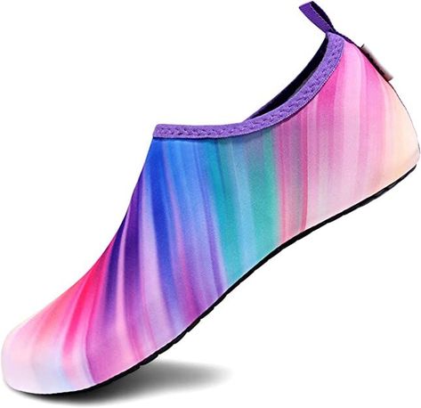 VIFUUR Water Sports Shoes Barefoot Quick-Dry Aqua Yoga Socks Slip-on for Men Women Pink Purple Tie Die Smooth Neck, Aqua Yoga, Aqua Socks, Water Shoes For Men, Professional Shoes, Sport Shoes Fashion, Yoga Socks, Water Sport, Beach Swim