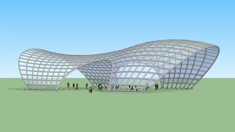 The wave Shade Structure Pavilion- By Ahmed Elfeky | 3D Warehouse Koshino House, Pier House, Landscape Design Drawings, Interior Design Videos, Pavilion Architecture, Interior Design Renderings, Pavilion Design, Glass Structure, Parametric Architecture