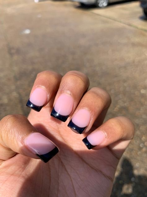 Acrylic nails, short black French tip French Tip Black, Short French Tip, Short French, Short Acrylics, Short Acrylic, Simple Aesthetic, Nail Inspiration, Nails Inspiration, Acrylic Nails