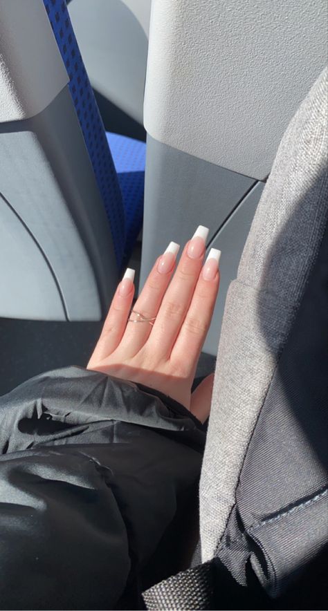 Medium Ballerina Nails, Ballerina French Tip Nails, French Nails Ballerina, Sarah Logan, Ballerina Nails Shape, Matte Nail Colors, White French Nails, Curved Nails, Subtle Nails